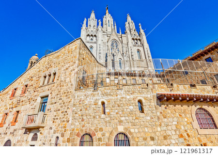 Area Mount Tibidabo, where the Sagrat Cor church is located. Barcelona. 121961317
