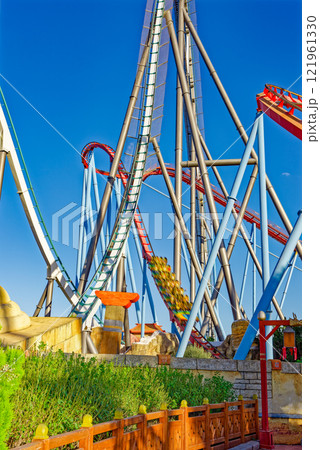 Roller Coaster in funny amusement park. 121961330