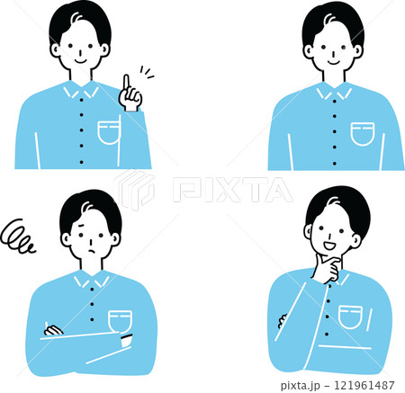 シンプルで可愛い男性のイラストセット シンプルで可愛い男性のイラストセット 121961487