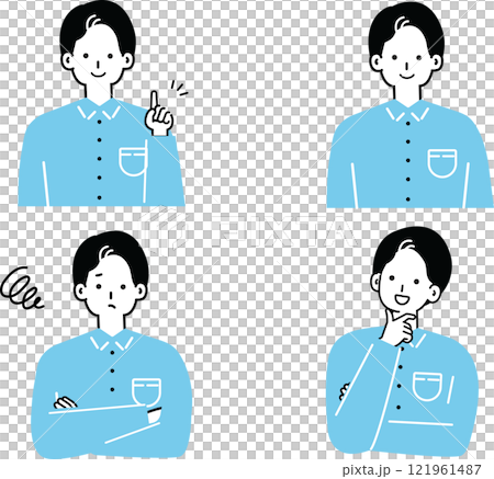 シンプルで可愛い男性のイラストセット シンプルで可愛い男性のイラストセット 121961487
