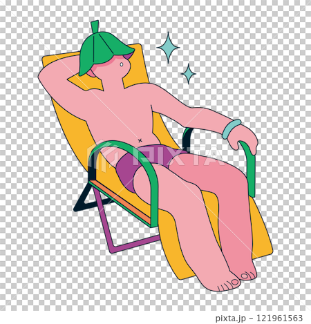 Illustration of a person relaxing in the sauna Illustration of a person relaxing in the sauna 121961563