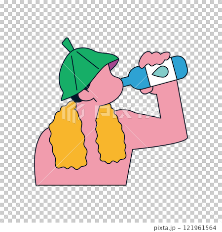 サウナで水分補給する人のイラスト サウナハット サウナで水分補給する人のイラスト サウナハット 121961564