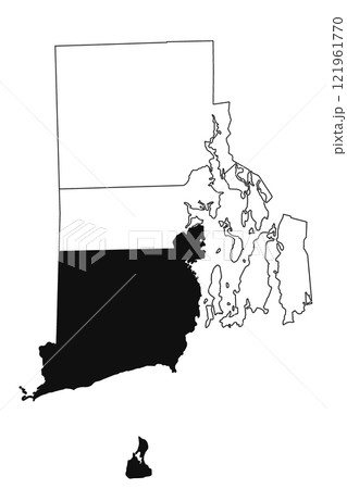 Map of Washington County in Rhode Island state on white background. single County map highlighted by black colour on Rhode Island map. UNITED STATES, US Map of Washington County in Rhode Island state on white background. single County map highlighted by black colour on Rhode Island map. UNITED STATES, US 121961770