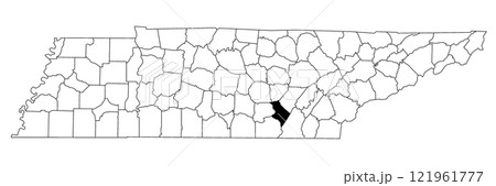 Map of sequatchie County in Tennessee state on white background. single County map highlighted by black colour on Tennessee map. UNITED STATES, US. 121961777