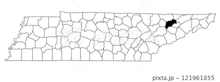 Map of Grainger County in Tennessee state on white background. single County map highlighted by black colour on Tennessee map. UNITED STATES, US. Map of Grainger County in Tennessee state on white background. single County map highlighted by black colour on Tennessee map. UNITED STATES, US. 121961855