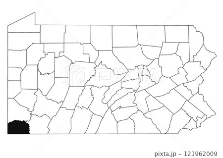 Map of greene County in Pennsylvania state on white background. single County map highlighted by black colour on Pennsylvania map. UNITED STATES, US Map of greene County in Pennsylvania state on white background. single County map highlighted by black colour on Pennsylvania map. UNITED STATES, US 121962009