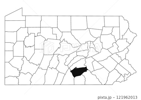 Map of Cumberland County in Pennsylvania state on white background. single County map highlighted by black colour on Pennsylvania map. UNITED STATES, US 121962013