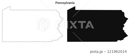 Pennsylvania administrative map, Pennsylvania outline and counties state map set - illustration version 121962014