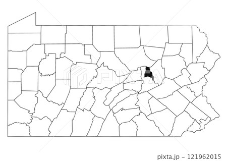 Map of montour County in Pennsylvania state on white background. single County map highlighted by black colour on Pennsylvania map. UNITED STATES, US 121962015