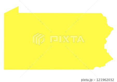 Pennsylvania map in yellow color Pennsylvania map in yellow color 121962032