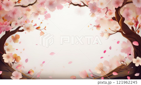 背景素材・フレーム（桜の花びら） 121962245