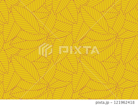 落ち葉のシームレスパターン、葉っぱのリピートパターン、植物のリピートパターン、植物のバックグラウンド 121962418