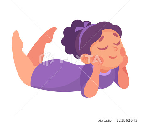 Funny Little Girl Character Thinking and Imagine Vector Illustration Funny Little Girl Character Thinking and Imagine Vector Illustration 121962643