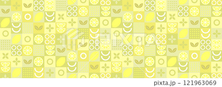 Lemon abstract geometric pattern in bauhaus and minimalism style. Natural organic shapes of plants and berries, eco farming. Designer fabric, card, wrapping paper, cover. Lemon abstract geometric pattern in bauhaus and minimalism style. Natural organic shapes of plants and berries, eco farming. Designer fabric, card, wrapping paper, cover. 121963069