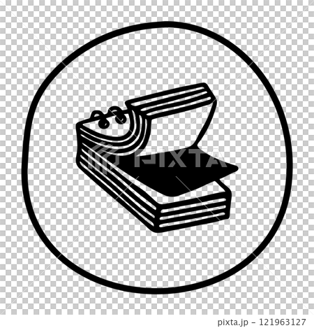 Doodle Notepad icon hand drawn with black line in freehand style 121963127