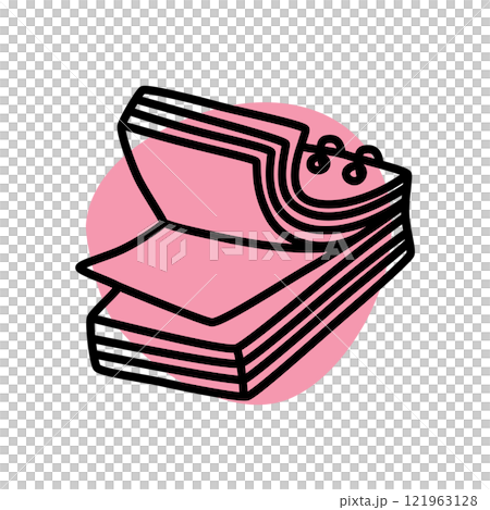 Doodle book or notebook icon hand drawn with thin line and colorful blob 121963128