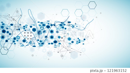 Abstract hexagon background with plexus effect for design works. Vector illustration 121963152
