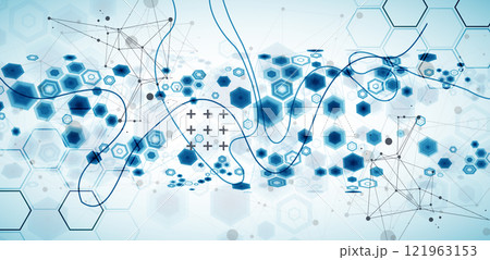 Abstract hexagon background with plexus effect for design works. Vector illustration 121963153