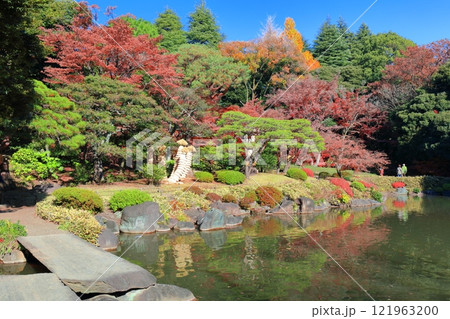 【東京都】旧古河庭園の石橋と紅葉 121963200