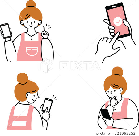 スマホを操作する主婦 スマホを操作する主婦 121963252