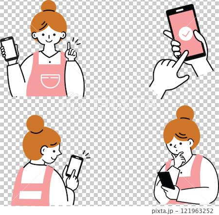 スマホを操作する主婦 スマホを操作する主婦 121963252