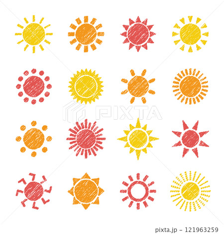 太陽 晴れ 天気 アイコン 手描き風 太陽 晴れ 天気 アイコン 手描き風 121963259