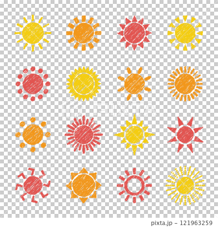 太陽 晴れ 天気 アイコン 手描き風 太陽 晴れ 天気 アイコン 手描き風 121963259