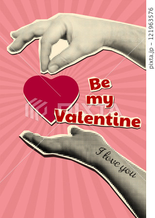 Mixed media style halftone Valentines day collage poster Mixed media style halftone Valentines day collage poster 121963576