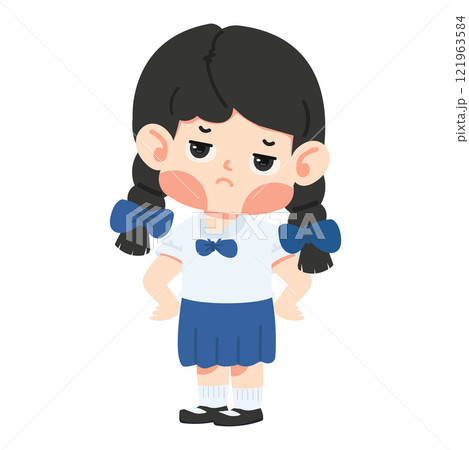 Kid girl student with a bored expression 121963584