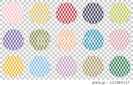 Yagasuri, round, Japanese pattern, decoration, set, colorful 121964127