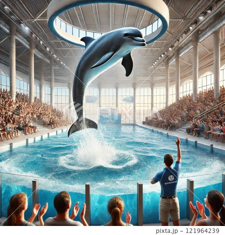 泳ぐイルカ 121964239