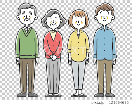 Two-generation family, full body, vector 121964656