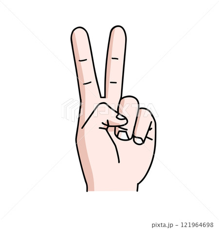 v-shaped hand gesture 121964698