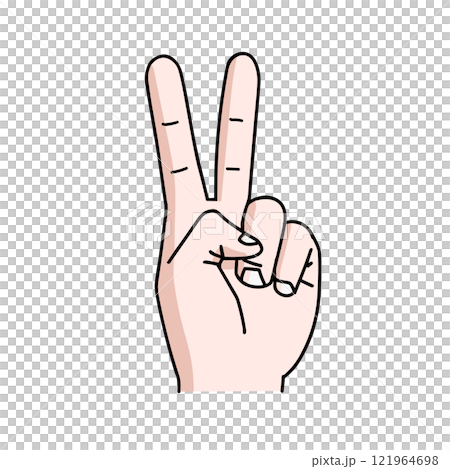 v-shaped hand gesture 121964698