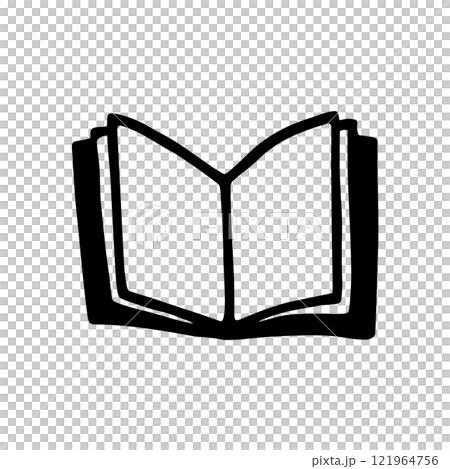 Doodle open book icon hand drawn with black line in freehand style Doodle open book icon hand drawn with black line in freehand style 121964756