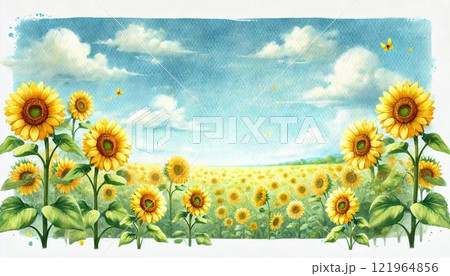 夏のひまわり畑 121964856