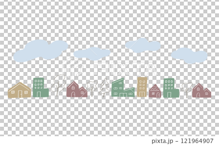 くすみカラーの街並み 121964907