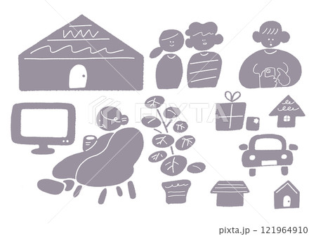 暮らしのイラストセット（シルエット） 121964910