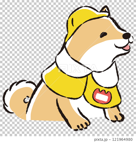 Illustration of a dog wearing a kindergarten uniform 121964980