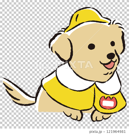Illustration of a dog wearing a kindergarten uniform 121964981