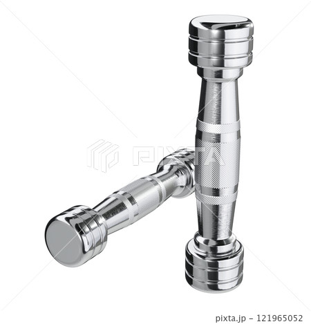 Two blank Round Dumbbells with number 1, chrome weightlifting gym equipment Two blank Round Dumbbells with number 1, chrome weightlifting gym equipment 121965052