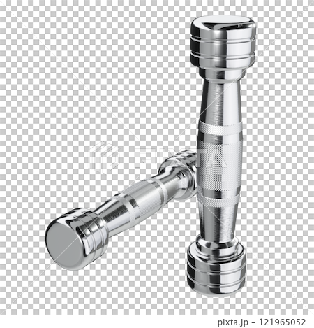 Two blank Round Dumbbells with number 1, chrome weightlifting gym equipment Two blank Round Dumbbells with number 1, chrome weightlifting gym equipment 121965052