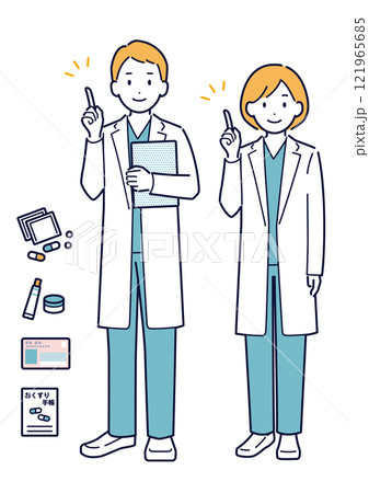 説明をする医師のイラスト_全身 説明をする医師のイラスト_全身 121965685