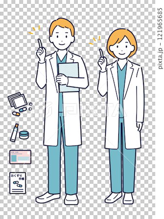 説明をする医師のイラスト_全身 説明をする医師のイラスト_全身 121965685