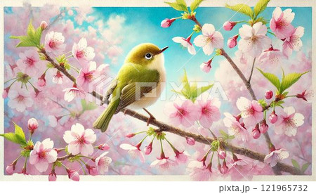 桜とメジロ 桜とメジロ 121965732