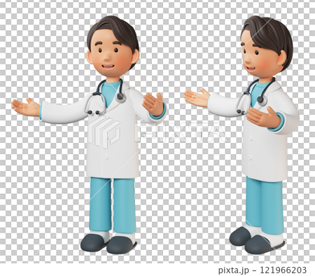 male doctor standing with open arms 3D character 121966203
