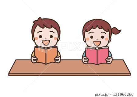 本を読む子どもたち　イラスト素材 121966266
