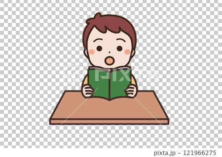 本を読む男の子　イラスト素材 121966275