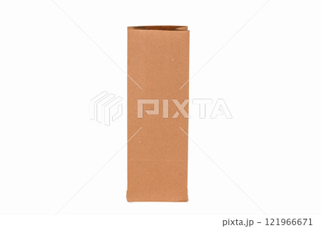 Recycled paper kraft long shopping bag isolated on white background. Recycled paper kraft long shopping bag isolated on white background. 121966671