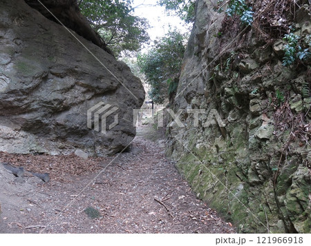 鎌倉七口の名越切通（逗子側から見た第一切通の最狭部） 121966918